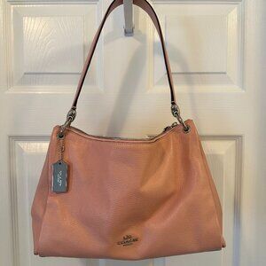 Coach Mia Shoulder Bag Pebble Leather Pink Rose F8966 Silver Hardware Classic